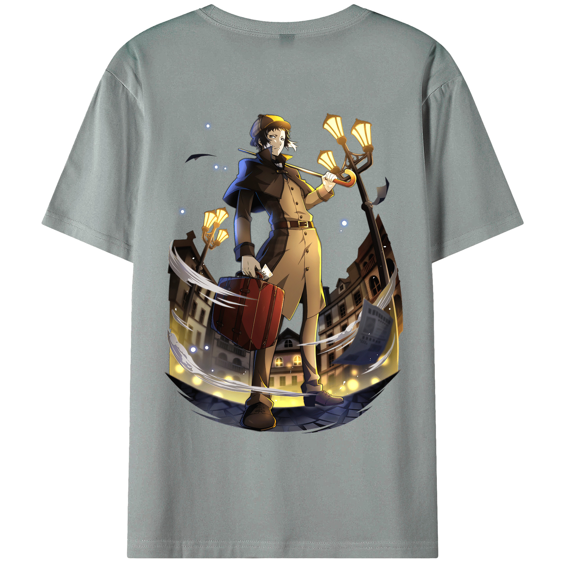（画像用） 文豪ストレイドッグス Bungo Stray Dogs 綿100％ メンズ半袖Tシャツ（バックプリント） 通気性